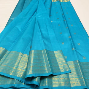 Classic Sky Blue 1gm Zari Elegance Kanchipuram Handloom Silk Saree SS24679