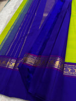 Load image into Gallery viewer, Classic Lime Green &amp; Royal Blue 2gm Zari Korvai Checks Elegance Kanchipuram Handloom Silk Saree SS27814
