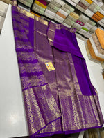 Load image into Gallery viewer, Classic Violet Brocade Bridal Elegance Kanchipuram Handloom Silk Saree SS23715
