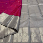 Load image into Gallery viewer, Classic Pink &amp; Silver Grey 2gm Zari Elegance Kanchipuram Handloom Silk Saree SS24470
