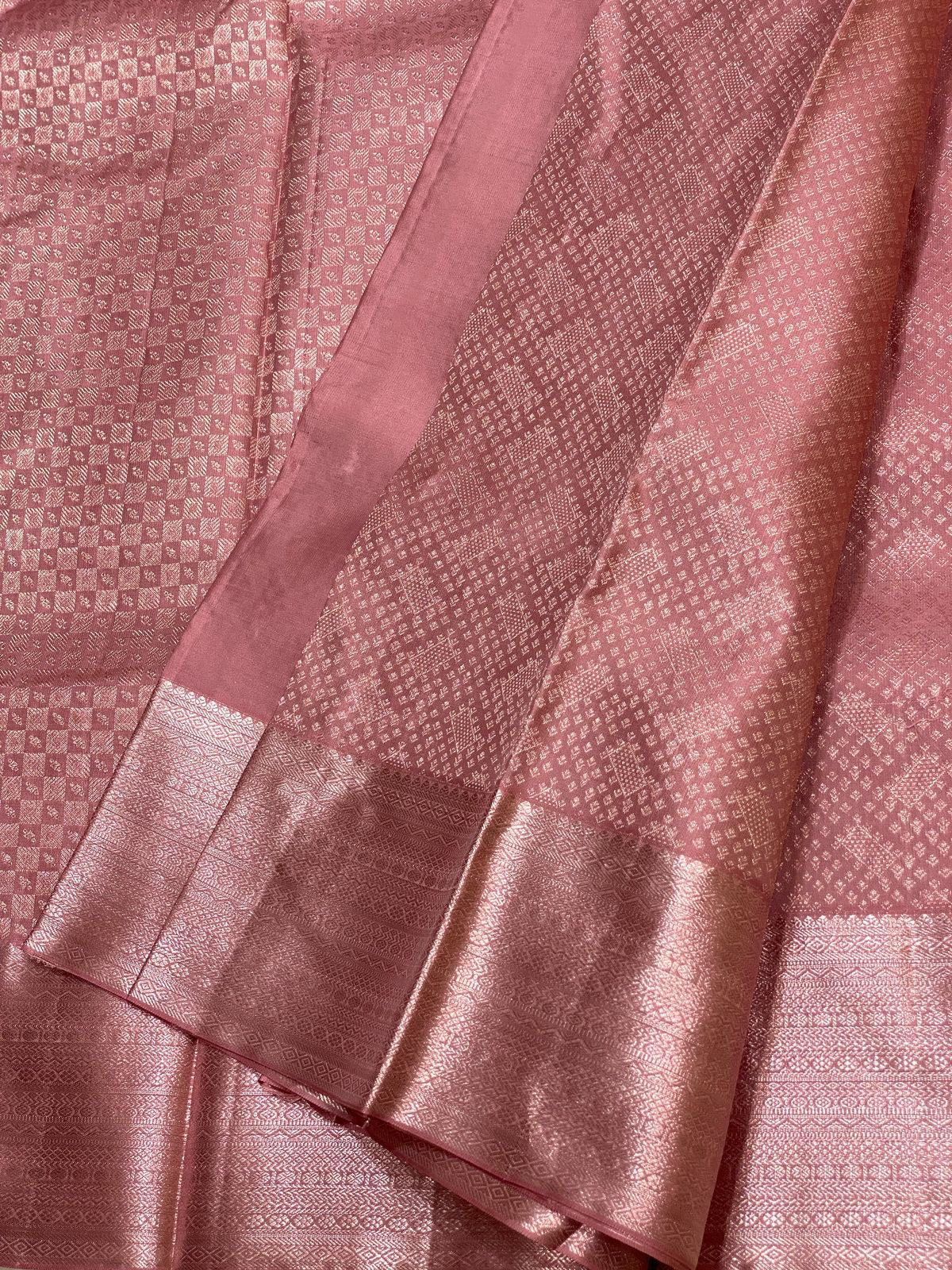 Classic Pastel Cocoa 2gm Antique Zari Bridal Elegance Kanchipuram Handloom Silk Saree SS25320