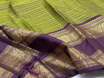 Load image into Gallery viewer, Classic Olive Green &amp; Jam Purple 2gm Zari Elegance Kanchipuram Handloom Silk Saree SS24258
