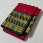 Load image into Gallery viewer, Classic Cherry Red &amp; Bottle Green 2gm Zari Bridal Elegance Kanchipuram Handloom Silk Saree SS28205
