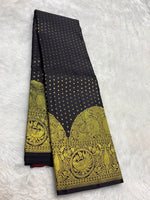 Load image into Gallery viewer, Classic Charcoal Black 2gm Zari Elegance Kanchipuram Handloom Silk Saree SS27998
