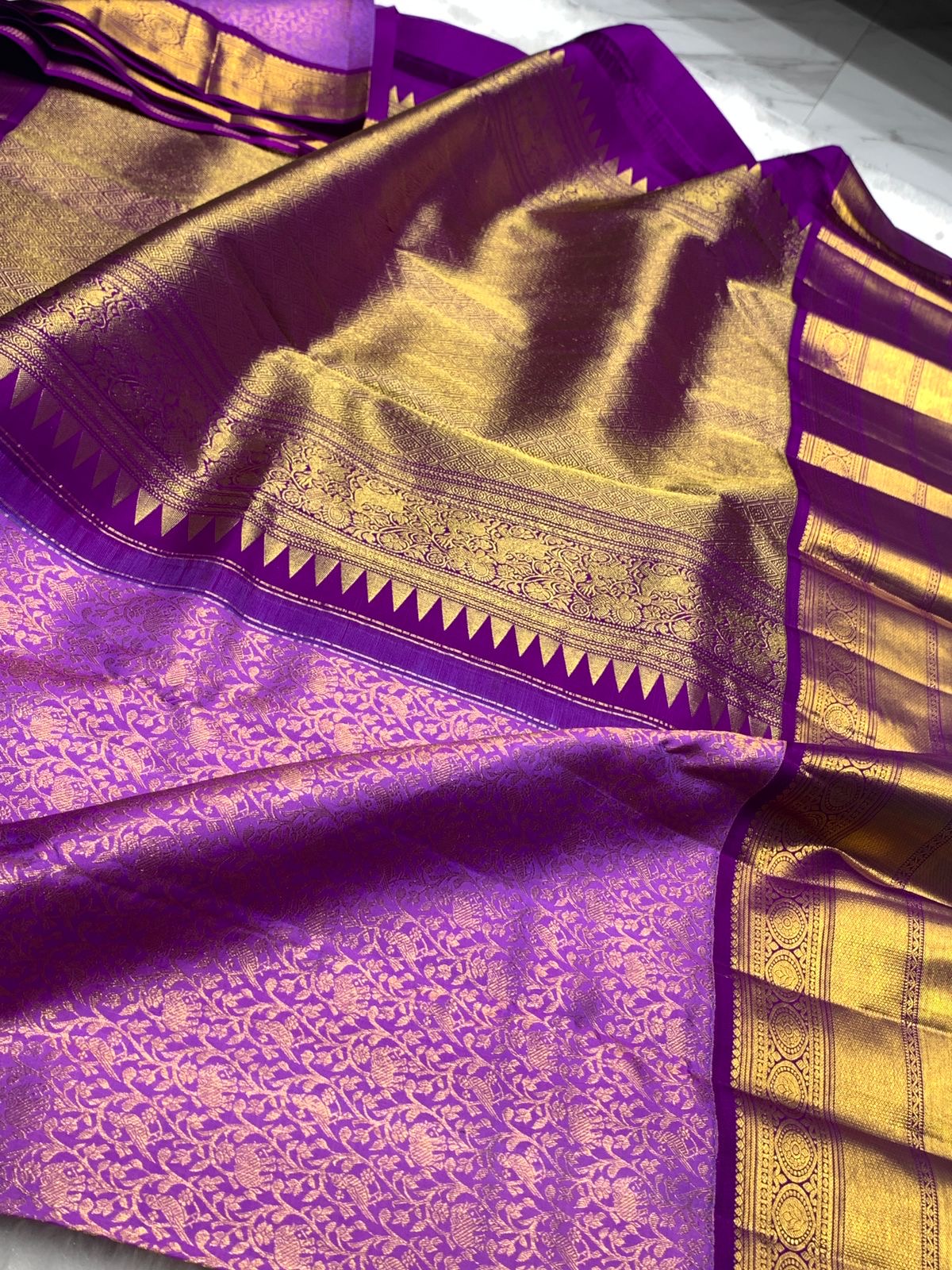 Classic Lavender 2gm Zari Elegance Kanchipuram Handloom Silk Saree SS25273