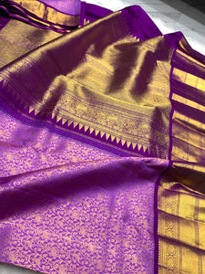 Classic Lavender 2gm Zari Elegance Kanchipuram Handloom Silk Saree SS25273