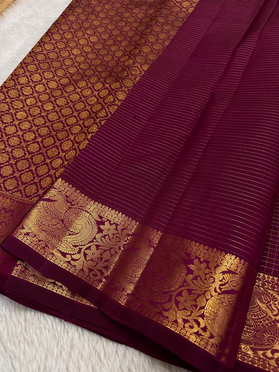 Classic Deep Pink 2gm Zari Elegance Kanchipuram Handloom Silk Saree SS23511