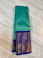 Load image into Gallery viewer, Classic Sea Green &amp; Royal Blue 2gm Zari Bridal Elegance Kanchipuram Handloom Silk Saree SS24662
