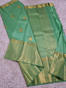 Classic Sea Green 2gm Zari Pallaku Designed Bridal Elegance Kanchipuram Handloom Silk Saree SS22863