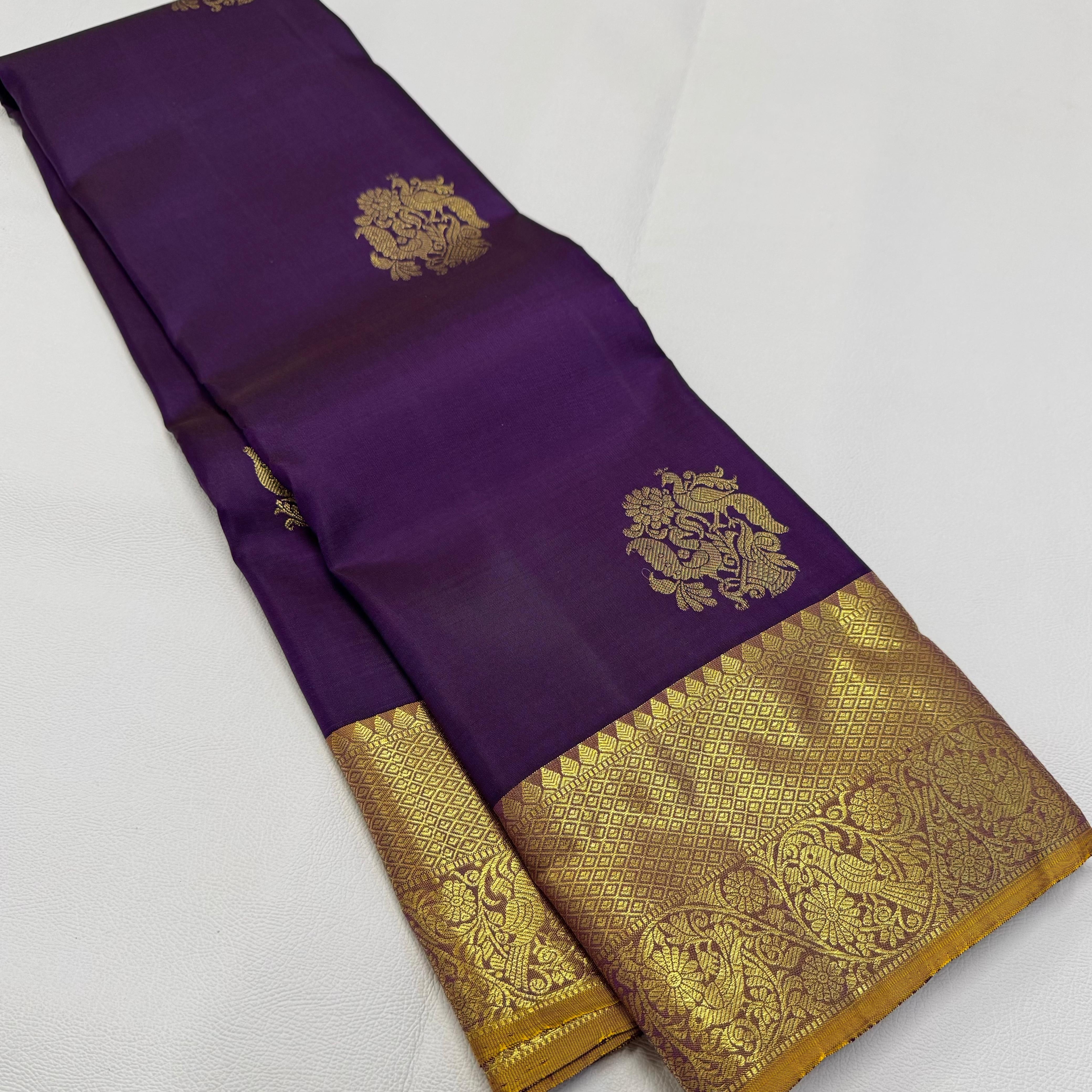 Classic Vadamalli & Golden Mustard 1gm Zari Bridal Elegance Kanchipuram Handloom Silk Saree SS23691