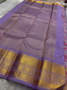 Classic Lavender Elegance Kanchipuram Handloom Silk Saree SS23679