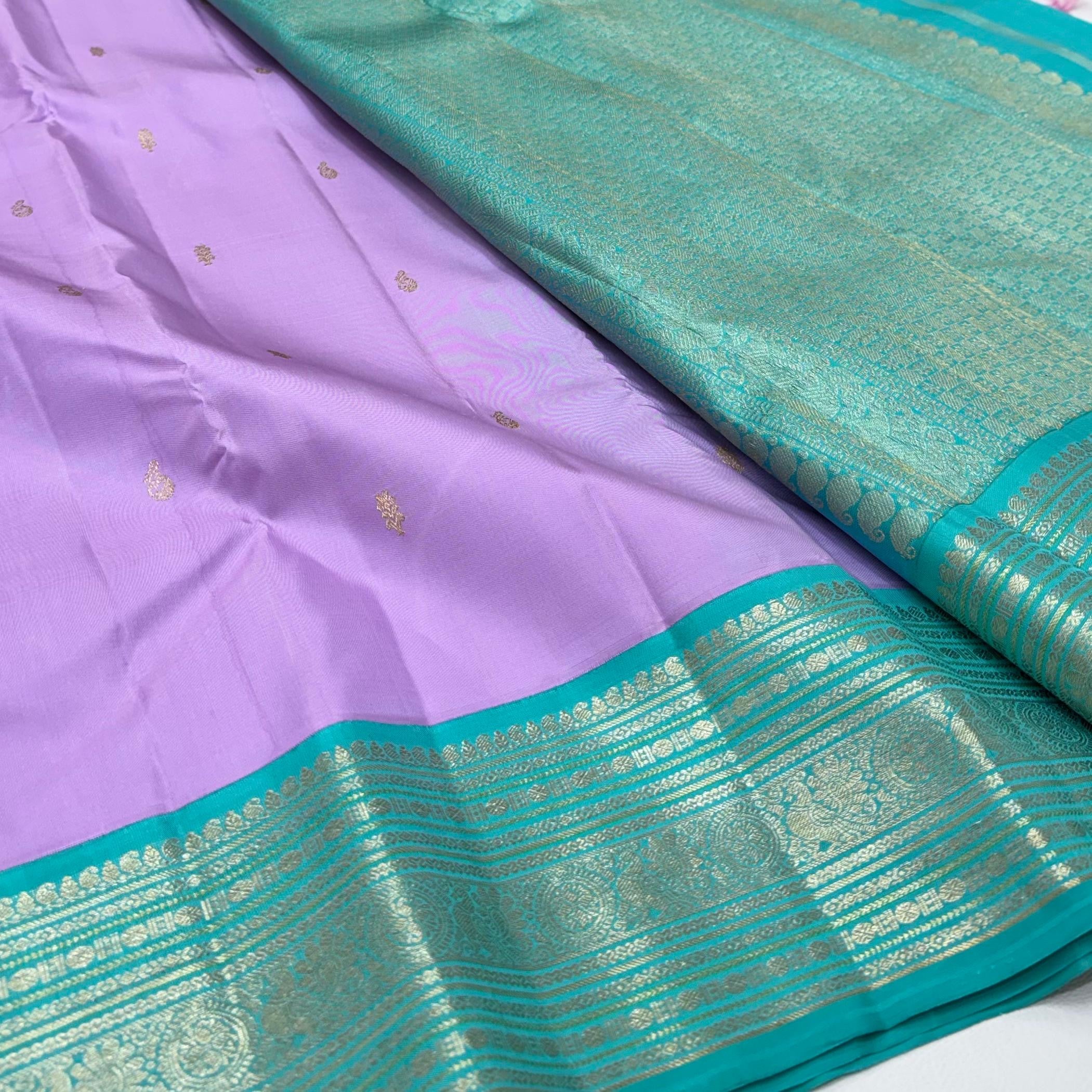 Classic Lilac 2gm Zari Elegance Kanchipuram Handloom Silk Saree SS24140