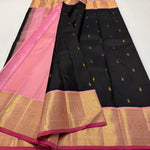 Load image into Gallery viewer, Classic Charcoal Black &amp; Baby Pink Elegance Kanchipuram Handloom Silk Saree SS28581
