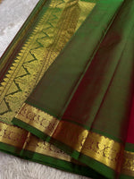 Load image into Gallery viewer, Classic Cherry Red &amp; Olive Green Elegance Kanchipuram Handloom Silk Saree SS25391

