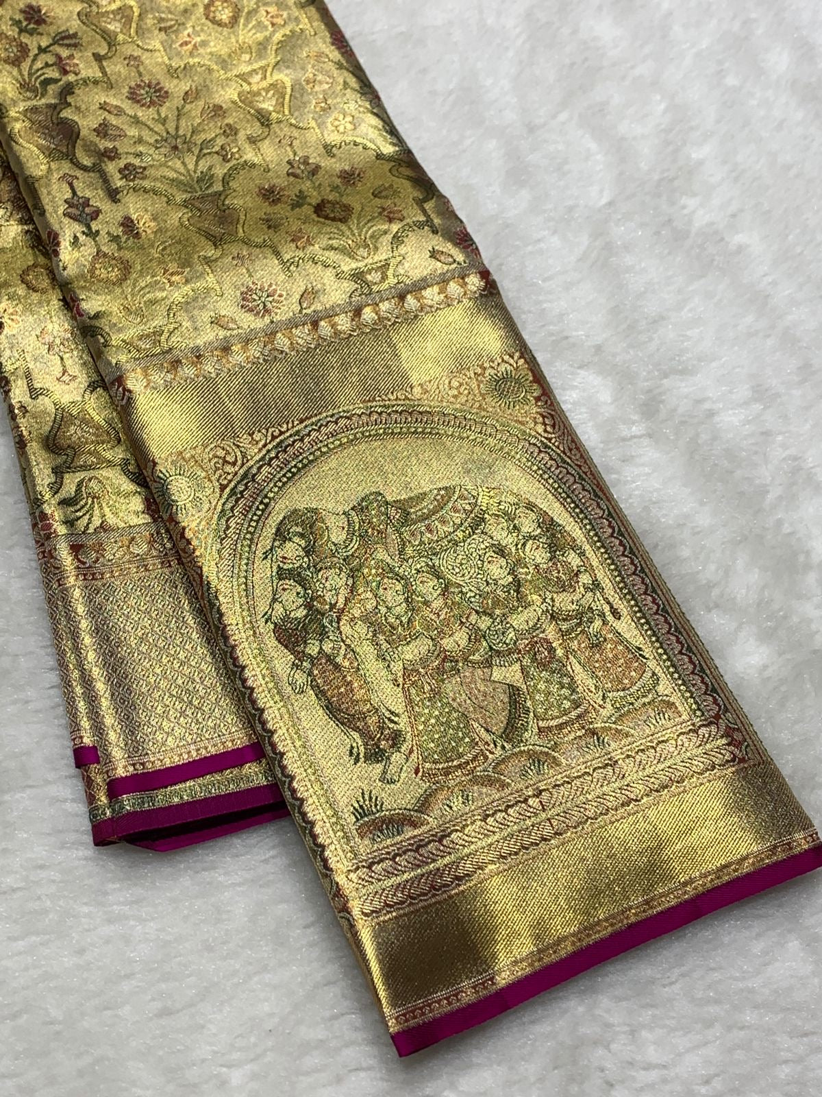 Classic Gold 2gm Zari Bridal Elegance Kanchipuram Handloom Silk Saree SS25365