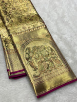 Load image into Gallery viewer, Classic Gold 2gm Zari Bridal Elegance Kanchipuram Handloom Silk Saree SS25365
