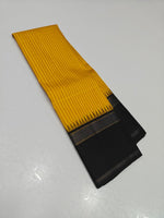 Load image into Gallery viewer, Classic Golden Yellow &amp; Charcoal Black 2gm Zari Traditional Korvai Elegance Kanchipuram Handloom Silk Saree SS27980
