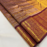 Load image into Gallery viewer, Classic Gold &amp; Plum 2gm Zari Bridal Elegance Kanchipuram Handloom Silk Saree SS25635
