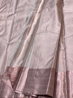 Load image into Gallery viewer, Pastel Grey 2gm Antique Zari Bridal Elegance Kanchipuram Handloom Silk Saree SS25326
