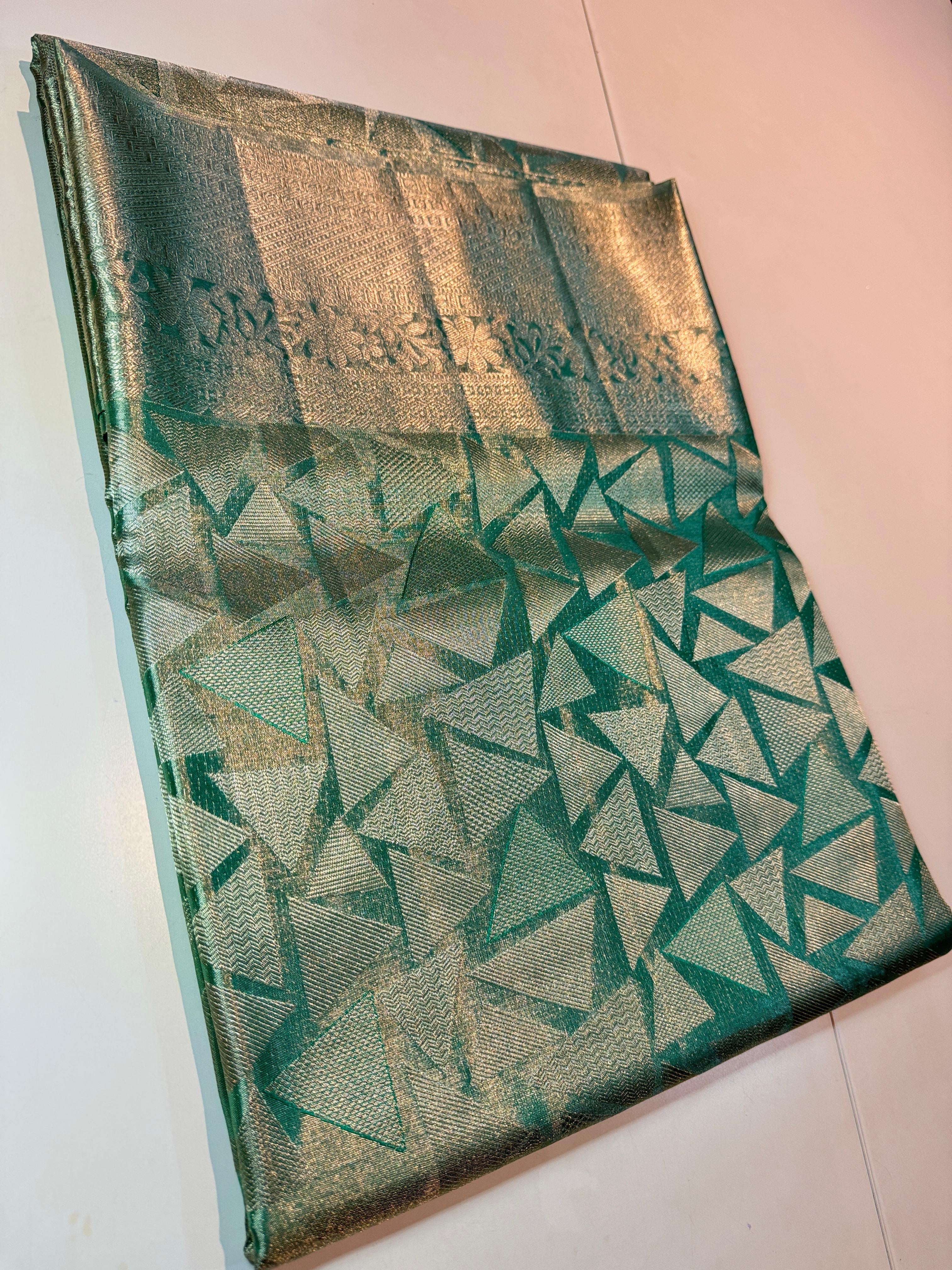 Classic Sea Green Bridal Elegance Kanchipuram Handloom Silk Saree SS26296