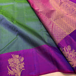 Load image into Gallery viewer, Classic Peacock Green &amp; Vadamalli 2gm Zari Kanchipuram Handloom Silk Saree SS26298
