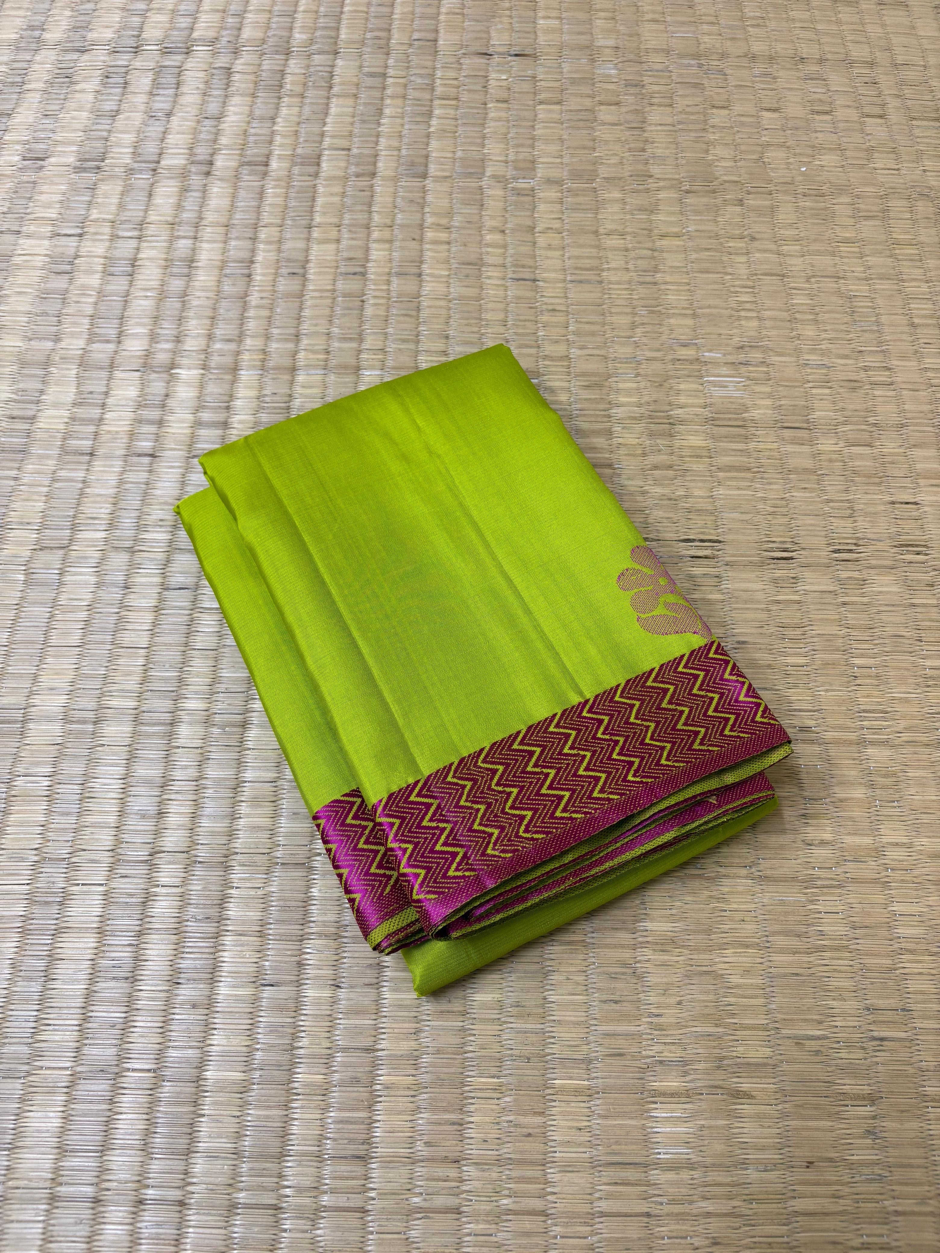 Classic Lime Green & Pink Elegance Handloom Soft Silk Saree SS24086