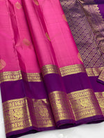 Load image into Gallery viewer, Classic Barbie Pink &amp; Wine Red 2gm Zari Elegance Kanchipuram Silk Saree SS23858
