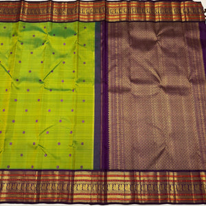 Classic Spring Green & Plum Kanchipuram Handloom Silk Saree SS26268