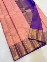 Load image into Gallery viewer, Pastel Pink &amp; Violet Elegance Kanchipuram Handloom Silk Saree SS24702
