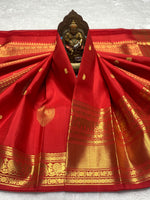 Load image into Gallery viewer, Classic Dark Orange 2gm Zari Bridal Elegance Kanchipuram Handloom Silk Saree SS28255
