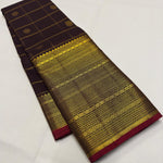Load image into Gallery viewer, Classic Espresso Brown Elegance Kanchipuram Handloom Silk Saree SS28580
