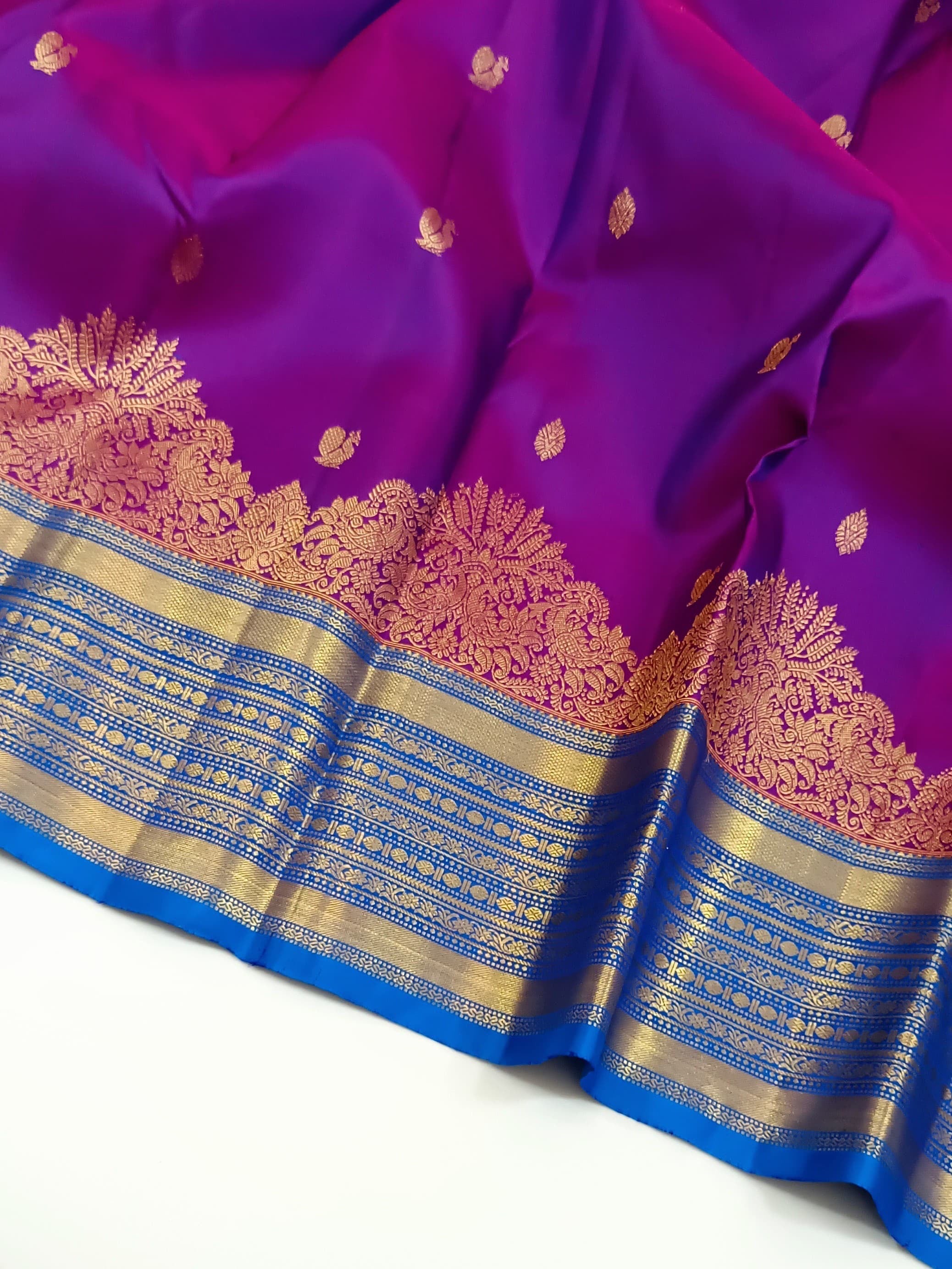 Classic Vadamalli & Azure Blue Kanchipuram Handloom Silk Saree SS25927