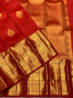 Load image into Gallery viewer, Classic Orange Elegance Kanchipuram Handloom Silk Saree SS25433
