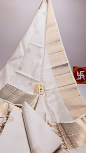 Classic White Double Warp Elegance Handloom Soft Silk Saree SS26428