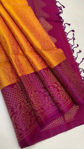 Classic Orange & Berry Wine Elegance Handloom Soft Silk Saree SS24309