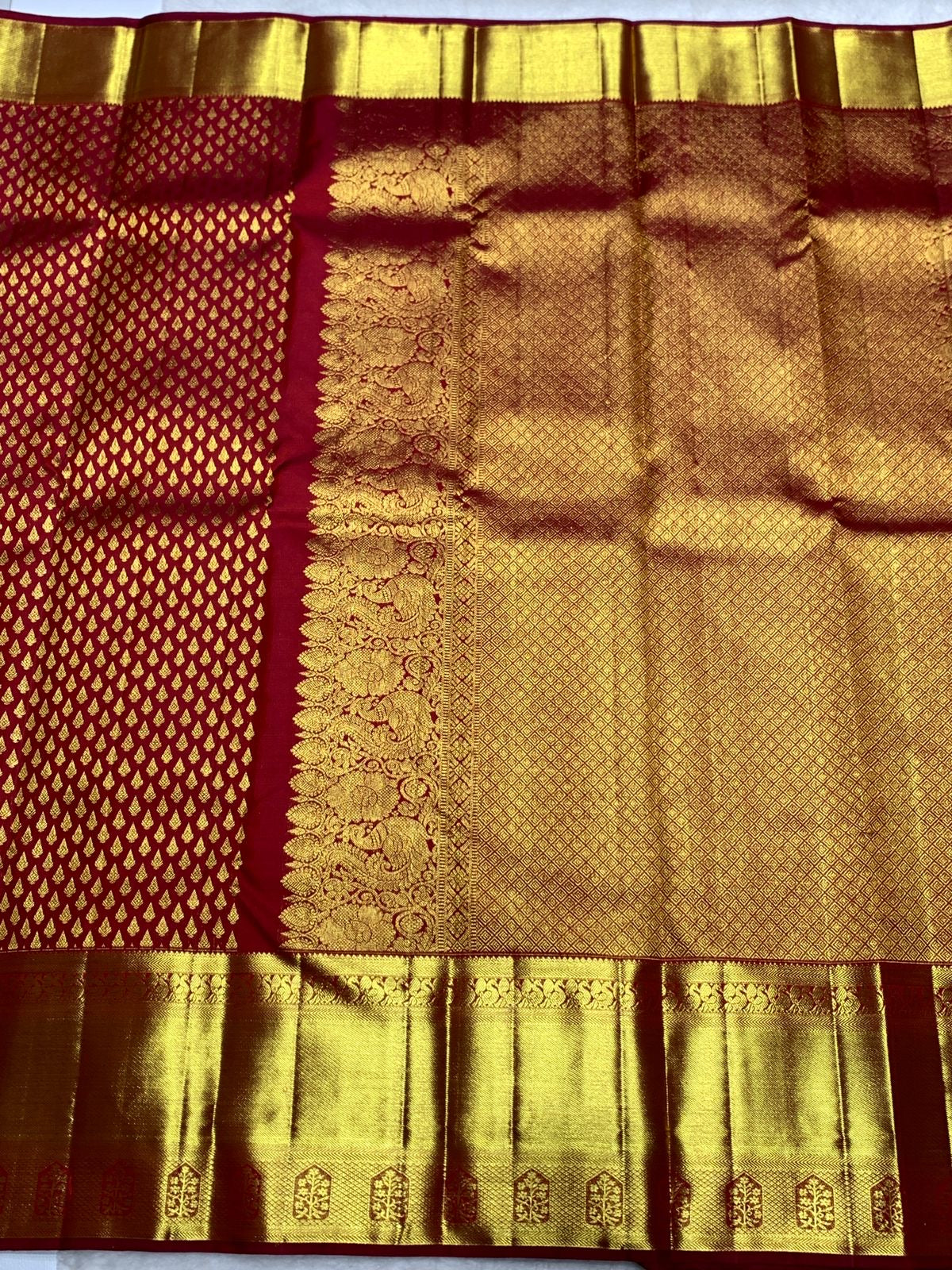 Classic Brick Red 2gm Zari Bridal Elegance Kanchipuram Handloom Silk Saree SS25295