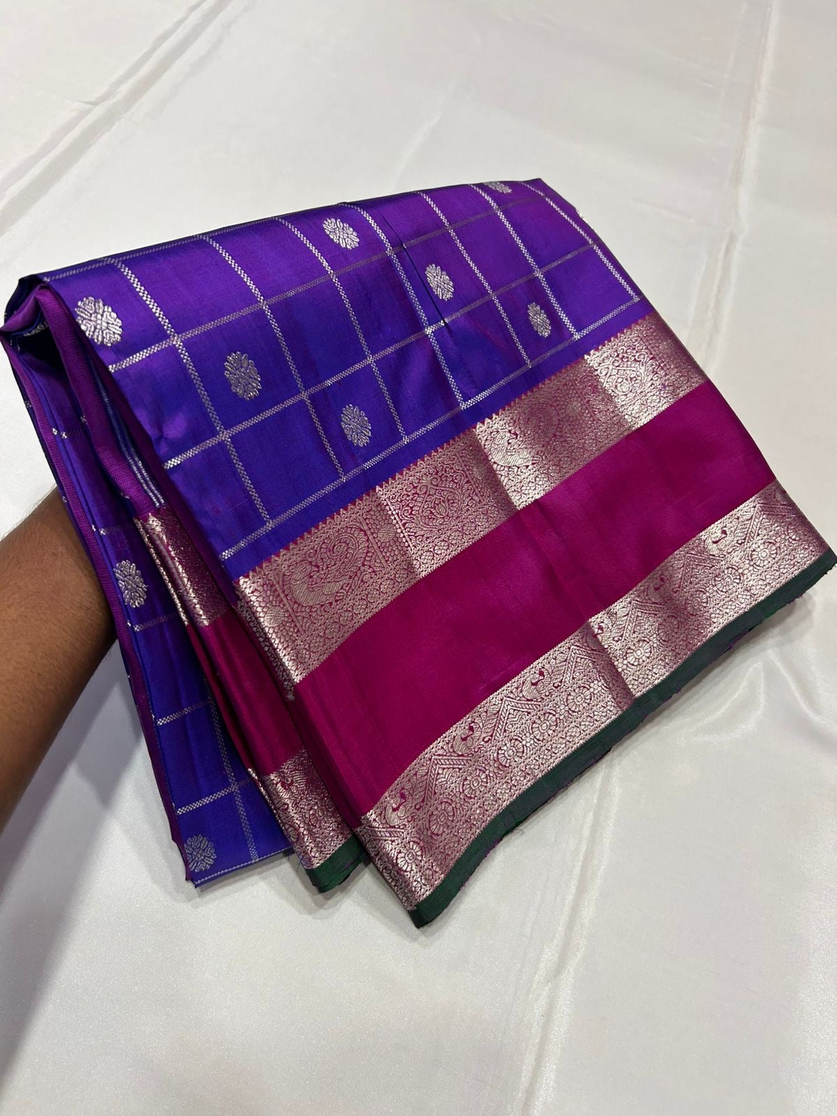 Classic Violet Blue & Ruby Pink Elegance Kanchipuram Silk Saree SS23914