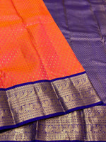 Load image into Gallery viewer, Classic Orange Rose &amp; Robin Blue Elegance Kanchipuram Silk Saree SS24216
