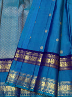 Load image into Gallery viewer, Classic Aegan Blue 2gm Zari Elegance Kanchipuram Handloom Silk Saree SS28282
