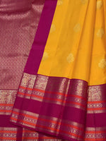 Load image into Gallery viewer, Classic Mango Yellow &amp; Dark Pink 1gm Zari Elegance Kanchipuram Handloom Silk Saree SS28071
