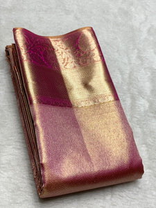 Pastel Pink Dual Toned Jyothika Inspired 2gm Zari Bridal Elegance Kanchipuram Handloom Silk Saree SS25447