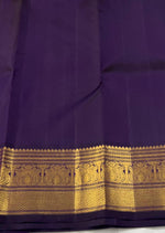 Load image into Gallery viewer, Classic Golden Beige &amp; Deep Violet 2gm Zari Elegance Kanchipuram Handloom Silk Saree SS25393
