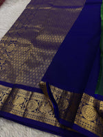 Load image into Gallery viewer, Classic Pine Green &amp; Royal Blue Elegance Kanchipuram Handloom Silk Saree SS27245
