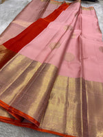 Load image into Gallery viewer, Classic Pastel Pink &amp; Chilly Red 2gm Zari Bridal Elegance Kanchipuram Handloom Silk Saree SS26271
