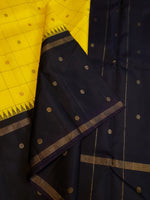 Load image into Gallery viewer, Classic Sunny Yellow &amp; Charcoal Black 2gm Zari Elegance Kanchipuram Handloom Silk Saree SS28428
