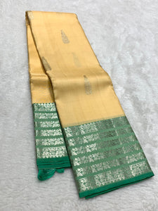 Classic Yellow & Jade Green 2gm Zari Kanchipuram Handloom Silk Saree SS25819