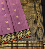 Load image into Gallery viewer, Classic Grape Creamy Mauve 1gm Zari Elegance Kanchipuram Handloom Silk Saree SS24199
