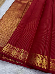 Classic Red 1gm Zari Elegance Kanjivaram Handloom Silk Saree SS23222