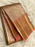 Load image into Gallery viewer, Pastel Brick Rose 2gm Zari Brocade Tissue Bridal Elegance Kanchipuram Handloom Silk Saree SS26665
