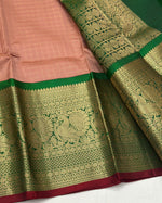 Load image into Gallery viewer, Classic Dusky Rose &amp;  Dark Green 1gm Zari Elegance Kanchipuram Handloom Silk Saree SS25158
